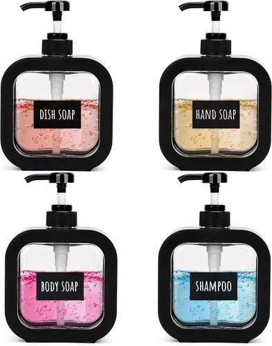 Miniatura 8 de Segbeauty Dispensador de jabón de manos de 16.9 onzas, dispensador de jabón líquido a prueba de fugas de 16.9 fl oz para baño, dispensadores de Negro