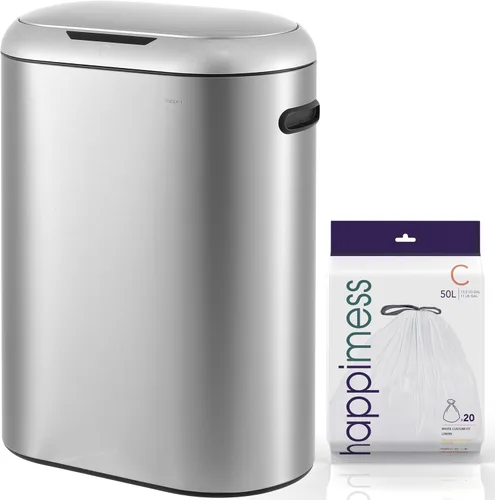 Miniatura 8 de happimess HPM1016C Robo Kitchen - Bote de basura delgado ovalado con sensor de movimiento sin contacto con modo táctil, resistente a las huellas