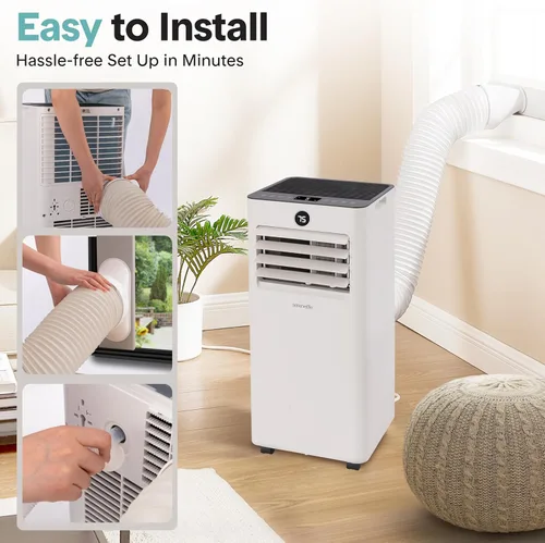 Miniatura 5 de SereneLife Aire acondicionado portátil de 8000 BTU, pequeña unidad de CA con deshumidificador y ventilador, mini unidad de CA con cobertura de 350