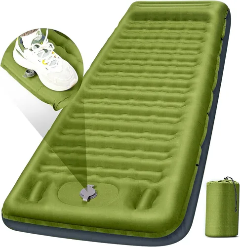 Miniatura 9 de FNARMW Colchoneta de dormir para camping, extra gruesa de 5 pulgadas, con almohada, bomba de pie integrada, almohadillas inflables compactas