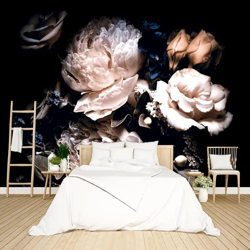 Miniatura 7 de Papel tapiz floral de peonía gris para despegar y pegar para dormitorio, sala de estar, 58 x 86 pulgadas