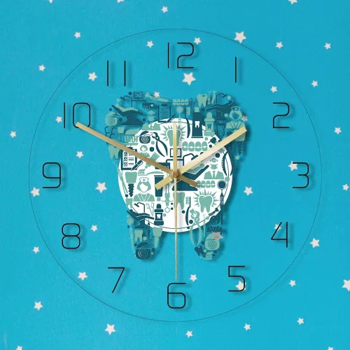 Miniatura 8 de The Geeky Days Reloj de pared con iluminación LED USB, símbolos de cuidado dental, reloj colgante de acrílico, movimiento silencioso, con 7