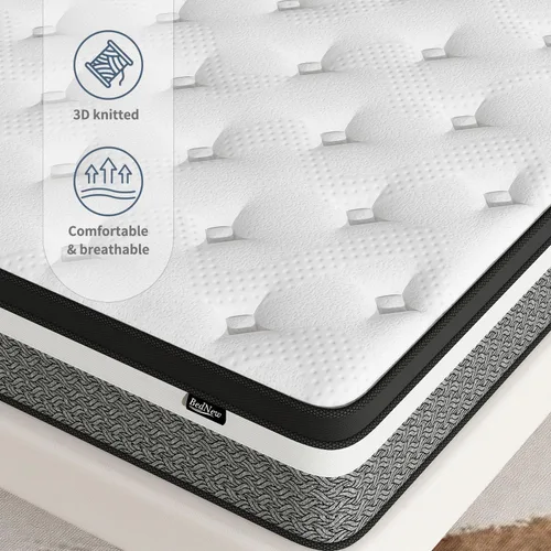Miniatura 2 de Colchón híbrido Queen de 14 pulgadas con espuma viscoelástica de gel y resortes individuales en bolsillo, colchones de cama tamaño Queen en una