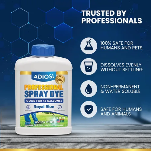 Miniatura 5 de Adios! Marcador profesional de tinte en aerosol azul, hace 128 galones de indicador para el cuidado del césped y el césped, seguro para mezclar