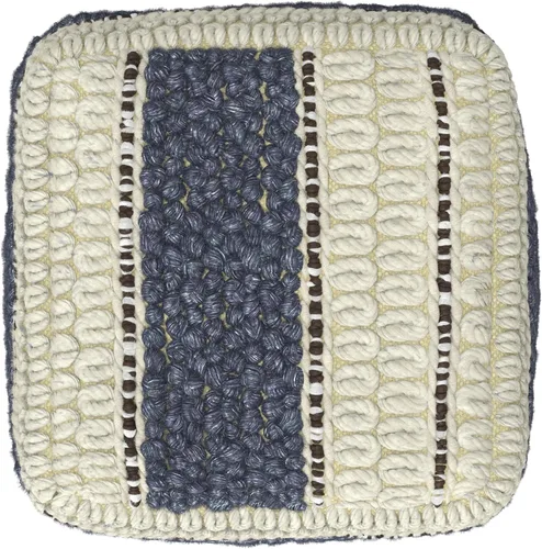 Miniatura 5 de SIMPLIHOME Grady Puf cuadrado – 18 pulgadas de ancho x 14 pulgadas de alto lana y algodón tejido a mano otomano en azul y natural, reposapiés