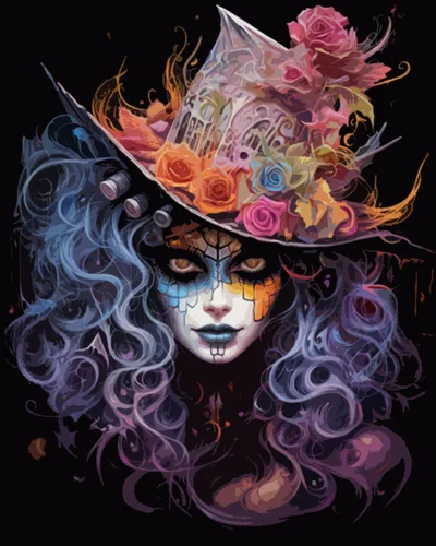 Miniatura 27 de Kit de Pintura por Números de Retrato de Mujer Calavera de Azúcar al Óleo de 16 x 20 Pulgadas, Lienzo para Halloween, Decoración para Mujeres, Chica