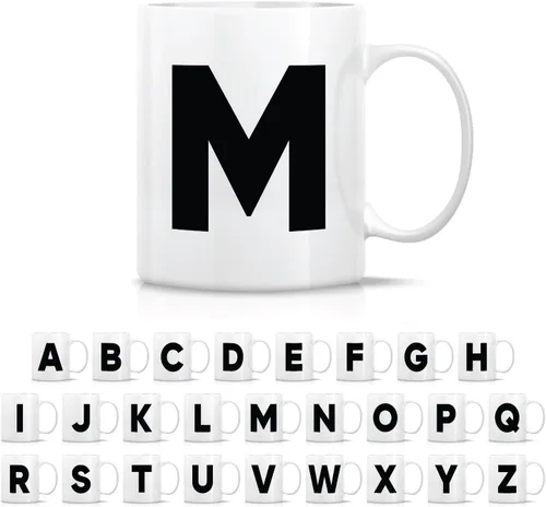 Miniatura 16 de Retreez Taza con monograma con monograma del alfabeto de la A a la Z con inicial, tazas de café de cerámica de 11 onzas – Agradecimiento