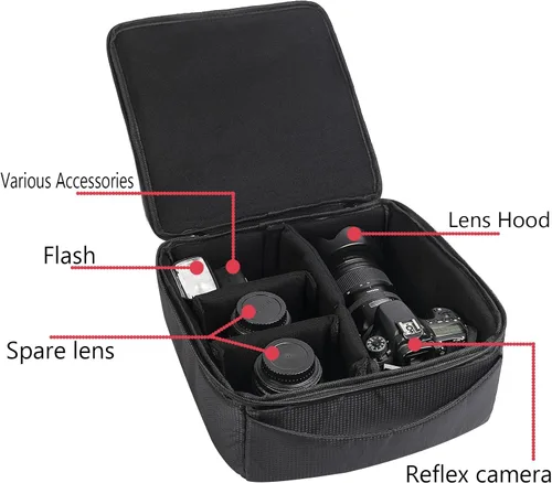 Miniatura 6 de Bolsa de inserción de cámara resistente al agua Estuche para cámara DSLR SLR Versión mejorada y estuche de transporte para almacenamiento de lentes