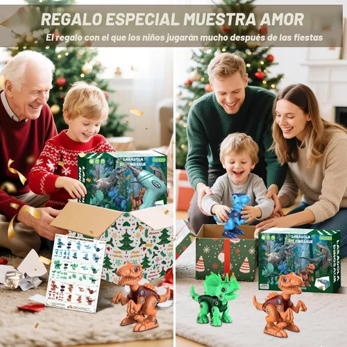 Miniatura 8 de Laradola Juguetes de dinosaurio para niños de 3, 4, 5, 6, 7, 8 años, juguetes de dinosaurio desarmables para niños de 3 a 5 y de 5 a 7 años, Verde