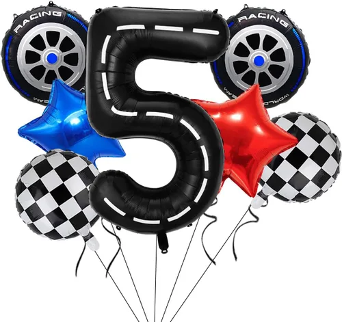 Miniatura 8 de Globos de auto de carreras, decoraciones de cumpleaños de autos, globos de aluminio grandes de 40 pulgadas, globos negros del número 0