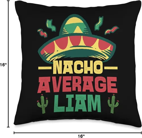 Miniatura 4 de Not Your Ordinary Name. Nacho Average Liam - Almohada (16 x 16 pulgadas), multicolor
