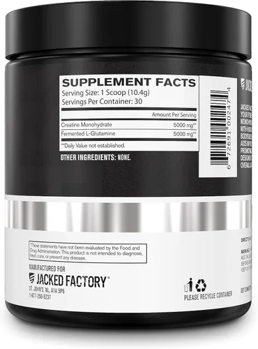 Miniatura 8 de Jacked Factory Creatina + glutamina - Suplemento de creatina con L-glutamina para recuperación muscular, crecimiento muscular, mayor fuerza, mayor