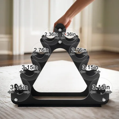 Miniatura 6 de 4-Tier Dumbbell Rack for 1-15 lb Weights, Holds 5 Pairs Space-Saving Sturdy A-Frame Stand for Home Gym, Weight Rack for Women's Dumbbell Set