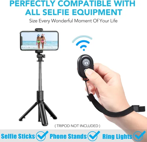 Miniatura 4 de Paquete de 2 unidades de control remoto inalámbrico para cámaras - Control remoto inalámbrico para teléfonos iPhone y Android, iPad, iPod, tableta