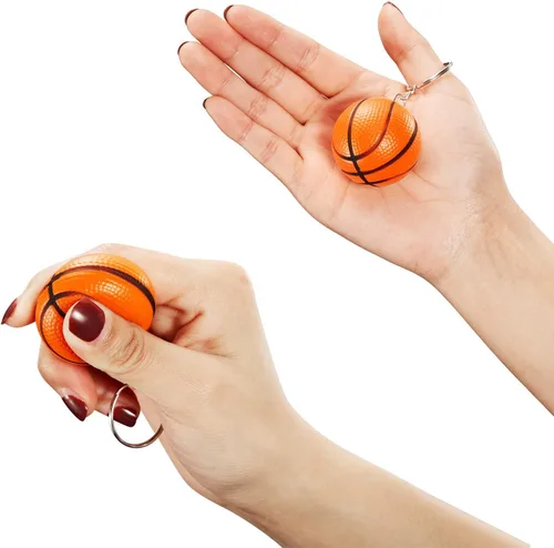 Miniatura 6 de Blulu Paquete de 20 llaveros de baloncesto a granel, regalos de fiesta de baloncesto naranja, regalos deportivos para bolsas de regalos