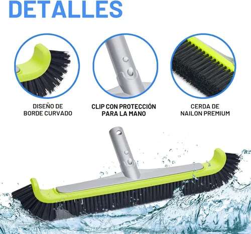 Miniatura 2 de Sepetrel - Cabezal de cepillo de piscina para limpieza de paredes, cepillos de limpieza resistentes para piscinas enterradas/desmontables con cerdas