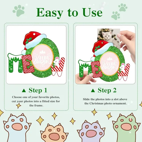 Miniatura 6 de Whatsign Adornos de marco de fotos de gatos, decoración de recuerdo colgante de Navidad para árbol de Navidad, adornos personalizados para gatos