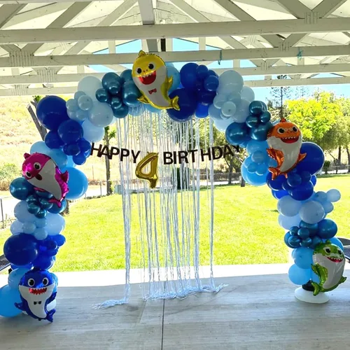 Miniatura 8 de NISOCY Kit de Arco de Guirnalda de 124 Globos Azules, 18 Pulgadas 12 Pulgadas 10 Pulgadas 5 Pulgadas Globos Azul Claro para Bebé Azul Real Azul