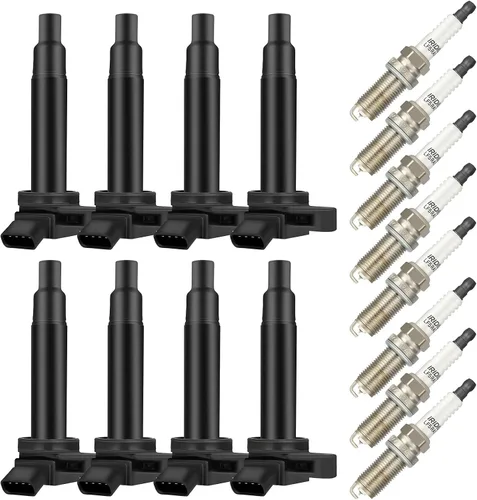 OCPTY Paquete de bobinas de encendido y bujías para Lexus GS430 4.3L/V8, 2003-2009 para Toyota 4Runner 4.7L/V8#UF230, juego de 8 bobinas de