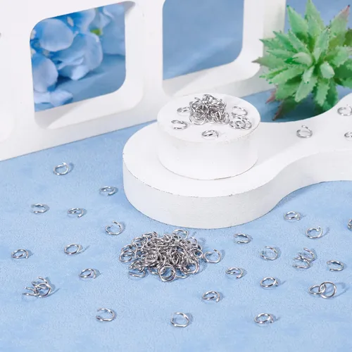 Miniatura 7 de Craftdady 1000 anillos de acero inoxidable abiertos de 0.315 in redondos de 0.039 in de grosor para fabricación de joyas