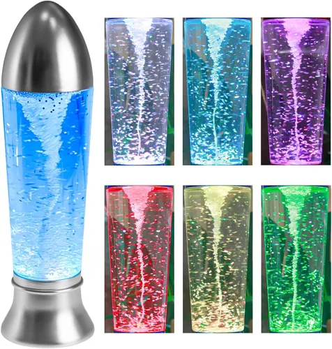 Miniatura 8 de YAKii - Lámpara de tornado LED que cambia de color, 10.5", juguete de ciencia que genera un tornado, funciona con pilas o un cable USB. Rojo