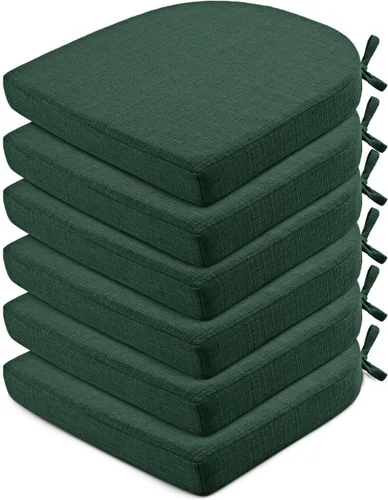 Miniatura 12 de Wellsin Cojines para sillas de comedor, 4 unidades, cojines para sillas de cocina con lazos y base antideslizante, almohadillas para sillas de Azul