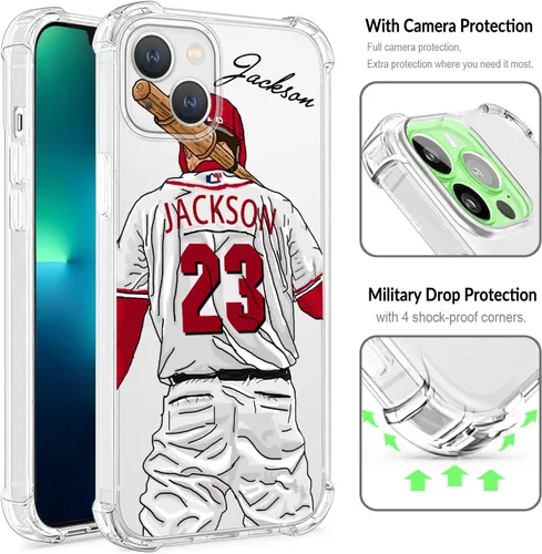 Miniatura 3 de Funda de béisbol cristal transparente con nombre y número personalizados para iPhone 17 Air 16 15 Pro Max 14 13 Mini 12 11 Xs Xr SE3 8 7 6 Plus
