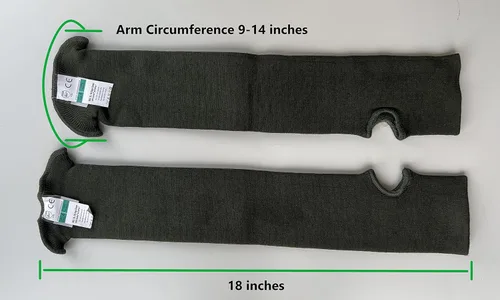 Miniatura 2 de BSV - Mangas de protección para brazo de Kevlar con orificio para el pulgar, resistentes a cortes, arañazos, mordeduras y calor, unisex, 18 Verde