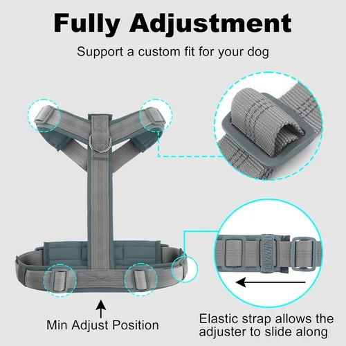 Miniatura 31 de Arnés para perro Plutus Pet sin tirón, arnés ajustable de nylon con acolchado suave, arnés para perro reflectante y resistente para perros pequeños
