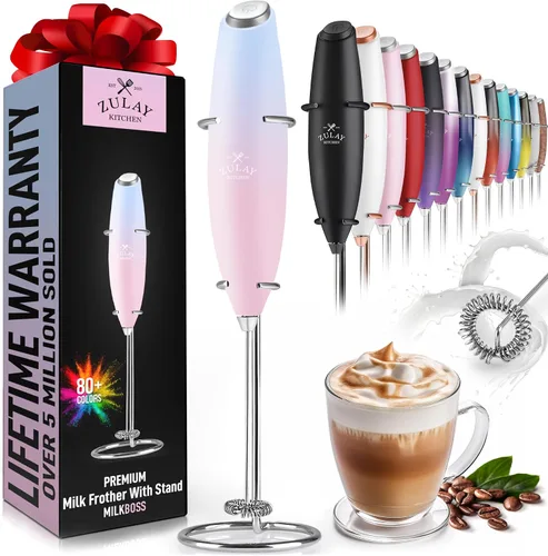 Miniatura 290 de Zulay Milk Boss Espumador de leche potente manual, hace espuma para latte, batidor para mezclar bebidas, café, miniespumador para capuchino, frappé