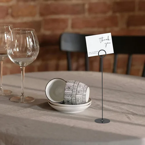 Miniatura 6 de Urban Deco 24PK Porta números de mesa y porta tarjetas de mesa de 12 pulgadas, porta tarjetas de acero para fotos, letreros de comida, notas