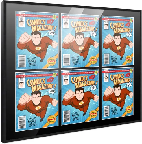 Miniatura 144 de Poster Palooza Marco de cómic con paspartú para 1 cómic de la Edad de Bronce publicado entre 1970 y 1985, marco de cómic negro para cómic de 7.25 x