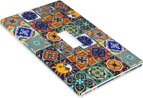Miniatura 3 de Talavera - Azulejos mexicanos de una sola banda, placas de pared para decorar enchufes eléctricos, placa de interruptor, placa decorativa de pared