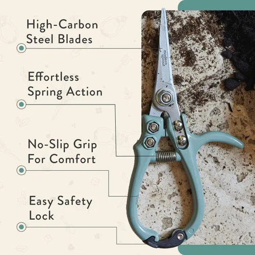 Miniatura 3 de Tijeras de podar Modern Sprout - Tijeras para cortar hierbas - Herramientas de jardinería ligeras con fácil bloqueo - Tijeras de jardín para cortar