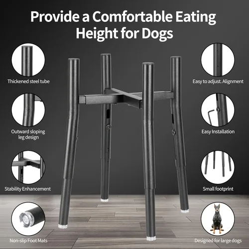 Miniatura 5 de PROERR Soporte elevado para cuenco individual para perro, ajustable de 12 a 16 pulgadas de alto, soporte elevado para cuencos de comida para perros