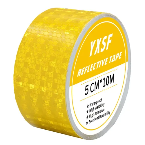 Miniatura 9 de Cinta de seguridad reflectante, tiras reflectantes amarillas de 1/2 pulgada x 45 pies, cinta reflectante impermeable de alta viscosidad para Amarillo