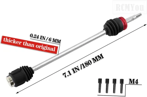 Miniatura 6 de RC Upgrades Pieza para 1/10 T-Maxx/Revo/E-Maxx (primera generación), ejes de eje de transmisión delantero trasero #45 de acero #45, piezas de Negro