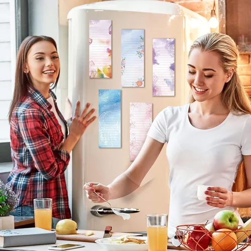Miniatura 2 de Sinmoe Paquete de 12 almohadillas magnéticas para lista de comestibles para nevera, bloc de notas magnéticas para refrigerador, lista de compras