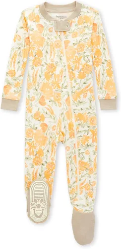 Burt's Bees Baby - Pijama para niña, con cremallera delantera y pies cerrados antideslizantes, de algodón orgánico 100%, para niñas pequeñas