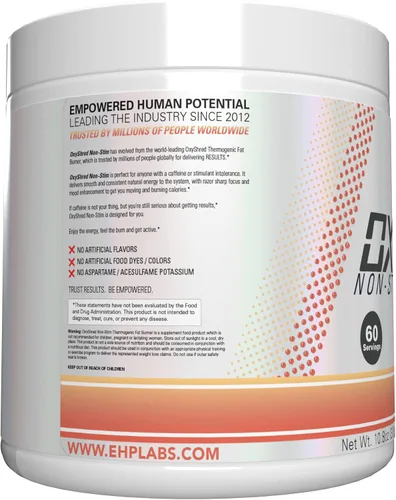 Miniatura 2 de EHP Labs OxyShred - Polvo termogénico para antes del entrenamiento y suplemento para adelgazar no estimulante con L-glutamina y acetil-L-carnitina