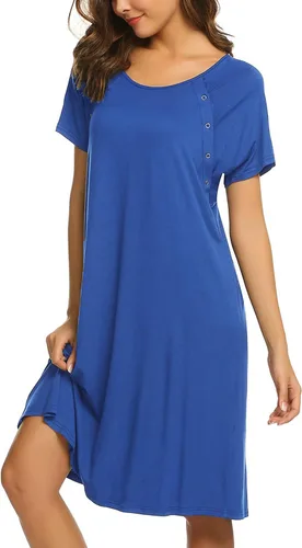 Miniatura 4 de Ekouaer - Camisón con botones y manga corta para mujer vestido para lactancia parto hospital y maternidad tallas S-XXL