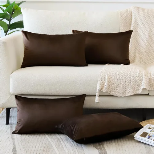 Miniatura 33 de OTOSTAR Juego de 4 fundas de almohada decorativas de terciopelo suave, fundas de cojín lumbares sólidas, fundas de cojín lujosas para sofá