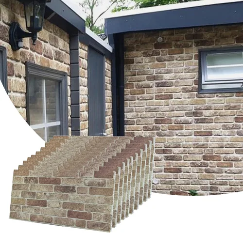 Miniatura 26 de Dundee Deco Paneles de pared 3D de ladrillo sintético, revestimiento de pared con aspecto de piedra roja, gris y marrón, espuma de poliestireno