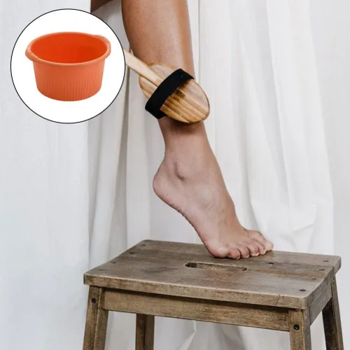 Miniatura 5 de Healifty Bañera de baño para remojar los pies: pedicura bañera de hidromasaje de pies barril cubo de remojo con cuentas para naranja