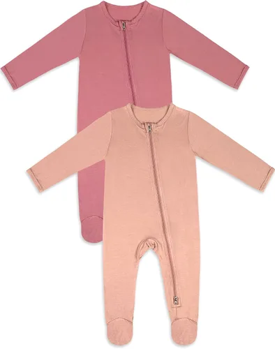 Miniatura 16 de Jimonda Pijama de bambú para bebé, unisex, para niños y niñas, de una pieza, manga larga, cierre de cremallera de 2 vías, mameluco