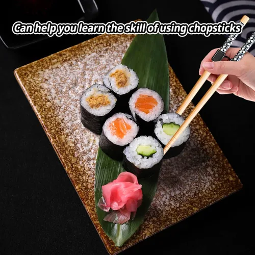 Miniatura 3 de 7 pares de palillos de entrenamiento reutilizables para niños y adultos, entrenadores principiantes, juego de palillos de bambú japoneses