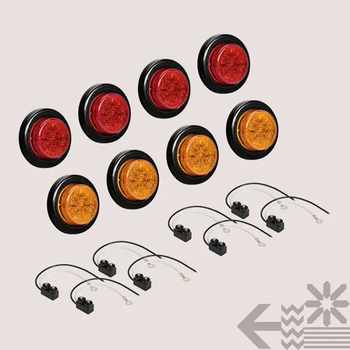 Miniatura 8 de TRUE MODS - Juego de 8 luces LED redondas de 2 pulgadas y 12 V ámbar + rojo para marcador lateral [aprobado por DOT] [lente reflector]