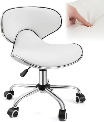 Miniatura 7 de Geelin Silla de pedicura para tecnología de uñas, taburete ergonómico con soporte de espalda, taburete hidráulico ajustable para spa con ruedas