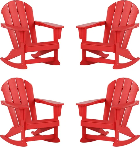 Miniatura 138 de WestinTrends Silla mecedora Malibu de poliéster para exterior/patio Adirondack, Negra