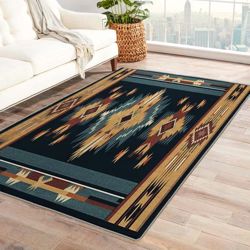 Miniatura 36 de Alfombra retro y decoración del hogar, alfombra lavable de 2 x 3 a 70 segundos, para entrada, sala de estar, dormitorio, tapete antideslizante
